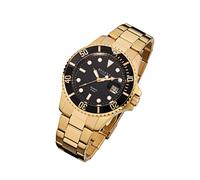 Regent Stahl Herren Uhr F-370 Quarzuhr Armband gold URF370