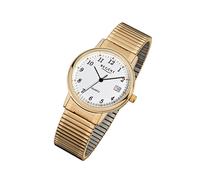 Regent Stahl Herren Uhr F-707 Quarzuhr Armband gold URF707