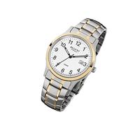 Regent Stahl Herren Uhr F-777 Quarzuhr Armband gold silber URF777