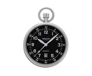 REGENT Taschenuhr Stahl ⌀ 43mm Quarzwerk flaches Mineralglas P-777