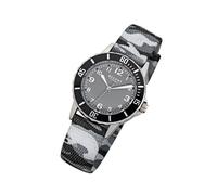 Regent Textil Kinder Uhr F-941 Quarzuhr Armband grau schwarz URF941