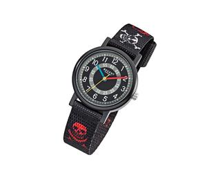 Regent Textil Kinder Uhr F-950 Quarzuhr Armband schwarz rot weiß URF950