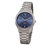 REGENT Titanuhr Herren 37mm 5-Bar Zifferblatt blau F-1438