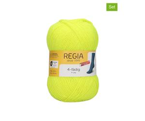 Regia 10er-Set: Wollgarne ''4fach Uni'' in Gelb - 10x 50 g - 20% | Kreativbedarf Diy