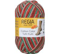 REGIA 4-fädig Cotton Tutti Frutti 9801621-02421 wassermelone Handstrickgarn, Sockengarn, 100g Knäuel
