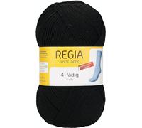 REGIA 4-fädig Uni 9801268-02066 schwarz Handstrickgarn, Sockengarn, 100g Knäuel