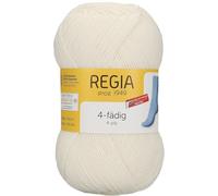 REGIA 4-fädig Uni 9801268-02080 superweiß Handstrickgarn, Sockengarn, 100g Knäuel