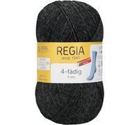 REGIA 4-fädig Uni 9801276-00522 anthrazit meliert Handstrickgarn, Sockengarn, 50g Knäuel