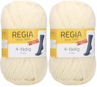 REGIA 4-fädig Uni 9801276-01992 neutral Handstrickgarn, Sockengarn, 50g Knäuel (Packung mit 2)