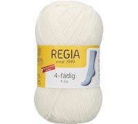 REGIA 4-fädig Uni 9801276-02080 super weiß Handstrickgarn, Sockengarn, 50g Knäuel