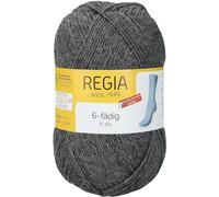 REGIA 6-fädig Uni 9801275-00044 mittelgrau meliert Handstrickgarn, Sockengarn, 150g Knäuel
