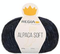 REGIA Premium Alpaca Soft 9801631-00055 nachtblau meliert Handstrickgarn, Sockengarn, 100g Knäuel