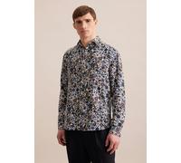 Leinen Business Hemd in Regular mit Kentkragen Floral Braun 45 (01.146330-0027-45)