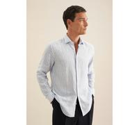 Businesshemd SEIDENSTICKER "Regular", Herren, Gr. XL (43), normale Ärmellängen, blau, 100% Leinen, gestreift, regular fit, Langarm 2-Knopf-Manschette, Hemden, Regular Langarm Kentkragen Streifen (3328