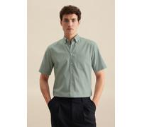 Businesshemd SEIDENSTICKER "Regular", Herren, Gr. XL43, normale Ärmellängen, grün (sage grün), 100% Baumwolle, Strukturmuster, regular fit, gerader Abschluss, Hemden, Regular 1/2 Button-Down-Kragen St