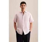 Businesshemd SEIDENSTICKER "Regular", Herren, Gr. XL (43), normale Ärmellängen, rosa (hellrosa), 100% Leinen, unifarben, regular fit, Kurzarm gerader Abschluss, Hemden, Regular Kurzarm Kentkragen Uni