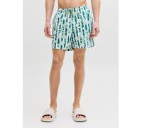 Badeshorts JACK & JONES "JPSTMAUI VIBES NOVELTY AOP SWIM SHORT SN", Herren, Gr. L, N-Gr, granite grün, Web, Polyester, bedruckt, Badehosen Badeshorts, Kunstfaser (42557208-L) granite grün
