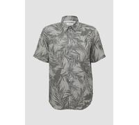 Regular Fit: Gemustertes Kurzarmhemd aus Leinen XL grau 2164899.94A1.XL