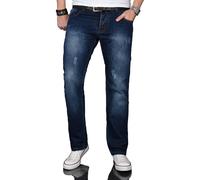 Regular-fit-Jeans ALESSANDRO SALVARINI "ASJulio", Herren, Gr. W33L30, Länge 30, blau (as, 062, dunkelblau), Denim/Jeans, Obermaterial: 100% Baumwolle, Destroyed-Effekte, leichte Abriebeffekte, Jeans, 