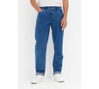 Regular-fit-Jeans BONPRIX, Herren, Gr. 56, N-Gr, blau denim (länge: regulär), Denim/Jeans, Obermaterial: 99% Baumwolle, 1% Elasthan, Abriebeffekte, unifarben, regular fit lang, Jeans, 5-Pocket Form (3