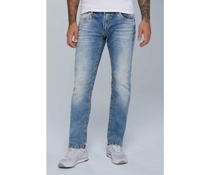 Regular-fit-Jeans CAMP DAVID, Herren, Gr. 34, Länge 34, blau, Denim/Jeans, Material: 98% Baumwolle, 2% Elasthan, Zusatz: Enthält nichttextile Teile tierischen Ursprungs (Badge), Abriebeffekte, regular
