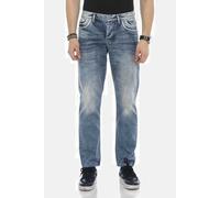 Regular-fit-Jeans CIPO & BAXX "DENIM", Herren, Gr. 34, Länge 34, blau, 100% Baumwolle, unifarben, regular fit lang, Jeans, bequeme Jeans im Regular Fit-Schnitt, CD594 (51692108-34) blau
