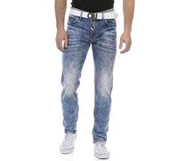 Regular-fit-Jeans CIPO & BAXX, Herren, Gr. 34, Länge 32, blau, Denim/Jeans, Obermaterial: 98% Baumwolle, 2% Elasthan, Abriebeffekte, Destroyed-Effekte, normal, Jeans, mit markanter Waschung (54719406-