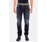 Regular-fit-Jeans CIPO & BAXX "Jeans", Herren, Gr. 33, Länge 32, blau (dunkelblau), 100% Baumwolle, unifarben, Basic, regular fit lang, Jeans, mit lässigen Destroyed-Elementen, CD539 (75311401-33) dun
