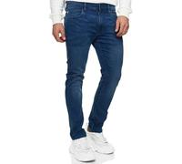 Regular-fit-Jeans INDICODE "INCoil", Herren, Gr. 32, Länge 34, blau (medium indigo), Denim/Jeans, Obermaterial: 77% Baumwolle, 21% Polyester, 2% Elasthan, Abriebeffekte, regular fit knöchellang, Jeans