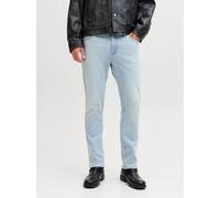 Regular-fit-Jeans JACK & JONES "JJICLARK im Used-Look, Stretchkomfort und niedrige Leibhöhe", Herren, Gr. 32, Länge 30, blau denim, Denim/Jeans, Obermaterial: 98% Baumwolle, 2% Elasthan, Abriebeffekte