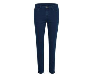 Regular-fit-Jeans KAFFE "Jeans KAvicky", Damen, Gr. 34, N-Gr, blau (dunkelblau denim), Obermaterial: 73% Baumwolle CO. 25% Polyester PES. 2% Elasthan EL., Jeans (60754659-34) dunkelblau denim