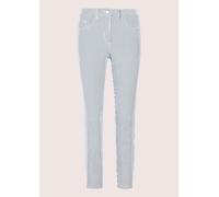Regular-fit-Jeans MADELEINE "Jeans Fein gestreifte 7/8-Jeans, Formbund", Damen, Gr. 21, N + K Gr, weiß (weiß, nachtblau), Obermaterial: 97% Baumwolle CO. 3% Elasthan EL., Modern, normal, Jeans (905647