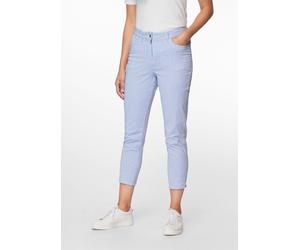 Regular-fit-Jeans MADELEINE "Jeans Fein gestreifte Jeans", Damen, Gr. 18, N + K Gr, weiß (weiß, waldmeistergrün), Obermaterial: 97% Baumwolle CO. 3% Elasthan EL., Modern, normal, Jeans (22703462-18) w