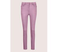 Regular-fit-Jeans MADELEINE "Jeans Mid Waist Skinny-Hose mit Fransen", Damen, Gr. 18, N + K Gr, lila (malve), Obermaterial: 92% Baumwolle CO. 6% Polyester PES. 2% Elasthan EL., Modern, normal, Jeans,
