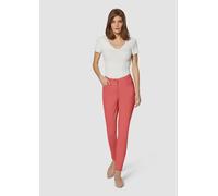 Regular-fit-Jeans MADELEINE "Jeans Mid Waist Skinny-Hose mit Fransen", Damen, Gr. 19, N + K Gr, orange (lachs), Obermaterial: 92% Baumwolle CO. 6% Polyester PES. 2% Elasthan EL., Modern, normal, Jeans