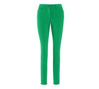 Regular-fit-Jeans MADELEINE "Jeans Mid Waist Skinny-Hose mit Fransen", Damen, Gr. 38, N + K Gr, grün (apfelgrün), Obermaterial: 92% Baumwolle CO. 6% Polyester PES. 2% Elasthan EL., Modern, normal, Jea
