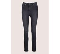 Regular-fit-Jeans MADELEINE "Jeans Mid Waist Skinny-Hose mit Fransen", Damen, Gr. 40, N + K Gr, grau, Obermaterial: 92% Baumwolle CO. 6% Polyester PES. 2% Elasthan EL., Modern, normal, Jeans, mit Fran