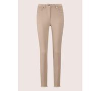 Regular-fit-Jeans MADELEINE "Jeans Mid Waist Skinny-Hose mit Fransen", Damen, Gr. 44, N + K Gr, beige (berber), Obermaterial: 92% Baumwolle CO. 6% Polyester PES. 2% Elasthan EL., Modern, normal, Jeans