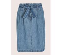 Regular-fit-Jeans MADELEINE "Jeansrock Baumwollrock mit Bundfalten", Damen, Gr. 46, N-Gr, blau, Obermaterial: 98% Baumwolle CO. 2% Elasthan EL., Modern, ausgestellt, Jeans, Jeansrock mit Bindegürtel (