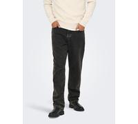 Regular-fit-Jeans ONLY & SONS "ONSEDGE STRAIGHT BOX TAI DNM MU OTL", Herren, Gr. 30, Länge 34, schwarz (washed schwarz), Denim/Jeans, Obermaterial: 100% Baumwolle, Abriebeffekte, regular fit, Jeans (2