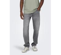 Regular-fit-Jeans ONLY & SONS "ONSEDGE STRAIGHT BROMO 0017 DOT DNM NOOS", Herren, Gr. 34, Länge 30, blau (medium grau denim), Denim/Jeans, Obermaterial: 100% Baumwolle, Abriebeffekte, regular fit, Jea