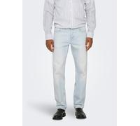 Regular-fit-Jeans ONLY & SONS "ONSEDGE STRAIGHT BROMO 0017 DOT DNM NOOS", Herren, Gr. 34, Länge 34, blau (light blau bleached denim), Denim/Jeans, Obermaterial: 100% Baumwolle, regular fit, Jeans (913