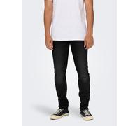 Regular-fit-Jeans ONLY & SONS "ONSWEFT REG 7900 EY BOX JEANS NOOS", Herren, Gr. 28, Länge 30, schwarz denim, Denim/Jeans, Obermaterial: 50% Baumwolle, 30% Polyester, 18% Viskose, 2% Elasthan, Abriebef