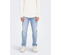 Regular-fit-Jeans ONLY & SONS "ONSWEFT REG. BOX AZG DNM MU OTL", Herren, Gr. 30, Länge 32, light blau denim, Denim/Jeans, Obermaterial: 99% Baumwolle, 1% Elasthan, Abriebeffekte, regular fit knöchella