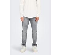 Regular-fit-Jeans ONLY & SONS "ONSWEFT REG. BOX AZG DNM MU OTL", Herren, Gr. 31, Länge 32, light grau denim, Denim/Jeans, Obermaterial: 99% Baumwolle, 1% Elasthan, Abriebeffekte, regular fit knöchella