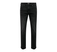 Regular-fit-Jeans ONLY & SONS "ONSWEFT REG. BOX AZG DNM MU OTL", Herren, Gr. 31, Länge 32, washed schwarz, Denim/Jeans, Obermaterial: 98% Baumwolle, 2% Elasthan, Abriebeffekte, regular fit knöchellang