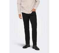 Regular-fit-Jeans ONLY & SONS "ONSWEFT REG. JAX BOX PIM DNM", Herren, Gr. 32, Länge 32, schwarz (schwarz denim), Denim/Jeans, Obermaterial: 50% Baumwolle, 30% Polyester, 18% Viskose, 2% Elasthan, clea