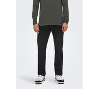 Regular-fit-Jeans ONLY & SONS "ONSWEFT REGULAR MAT DNM NOOS", Herren, Gr. 36, Länge 32, schwarz (schwarz denim), Denim/Jeans, Obermaterial: 99% Baumwolle, 1% Elasthan, Abriebeffekte, normal, Jeans (50
