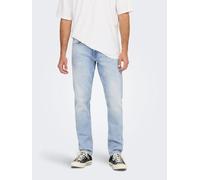 Regular-fit-Jeans ONLY & SONS "WEFT", Herren, Gr. 31, Länge 34, blau (light blau denim), Denim/Jeans, Obermaterial: 99% Baumwolle, 1% Elasthan, normal, Jeans (54999406-31) light blau denim
