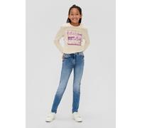 Regular-fit-Jeans S.OLIVER JUNIOR, Mädchen, Gr. 140, N-Gr, blau, Denim/Jeans, Obermaterial: 84% Baumwolle, 14% Polyester, 2% Elasthan, Abriebeffekte, regular fit, Jeans Regular-fit-Jeans, im 5-Pocket-